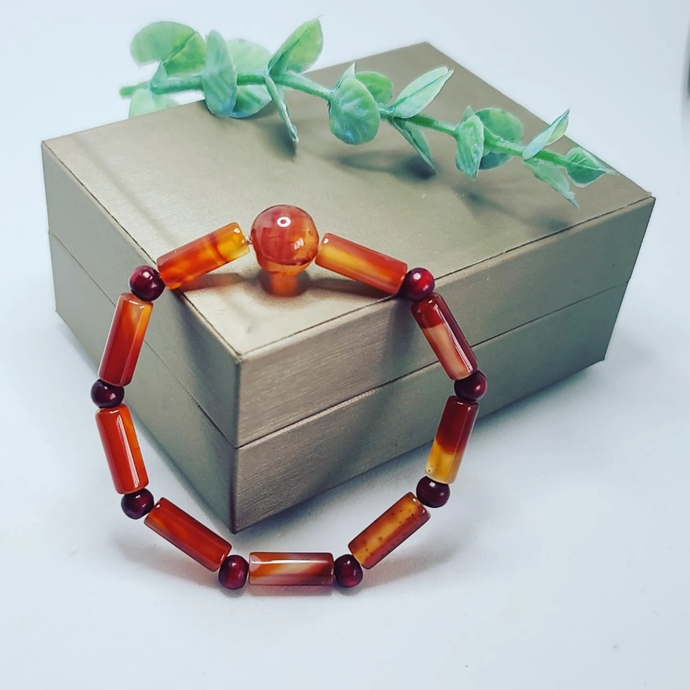 Red Carnelian tube shape bracelet